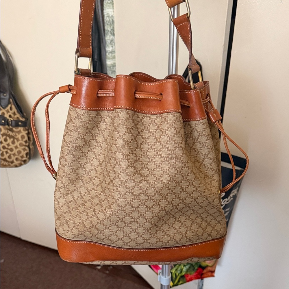 Celine Beige and Brown Drawstring bucket. Bag. No callouts. - Picture 5 of 12